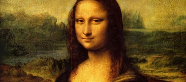 Mona Lisa portrait, classic Renaissance artwork.