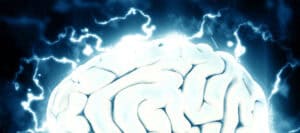 Human brain with bright energy, illustrating neurocosmetology.