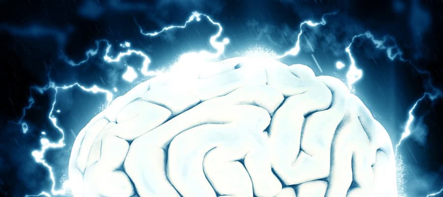 Human brain with bright energy, illustrating neurocosmetology.