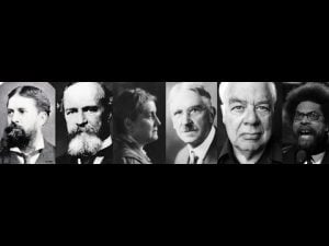 Key figures in American pragmatism: William James, Charles Sanders Peirce, Jane Addams, John Dewey, Sidney Hook, and Cornel West.