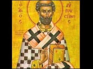 Icon of Saint Augustine, holding a book, wearing bishop's robes.