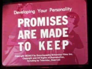 Vintage illustration: Promises are made to keep. Developing your personality.