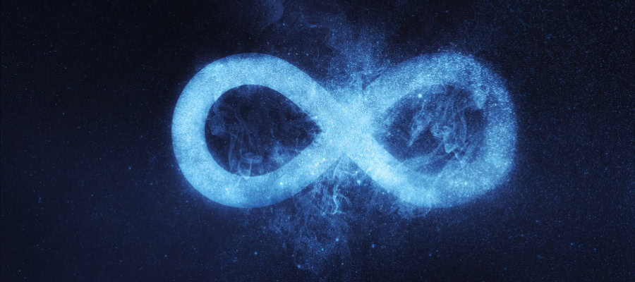 Infinity symbol formed from blue stardust