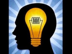 Lightbulb inside a head, symbolizing creativity and new ideas.