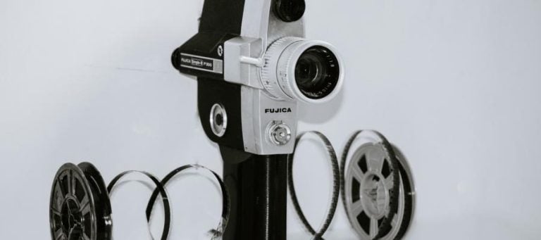 Vintage Fujica Single 8 P300 movie camera with film reels