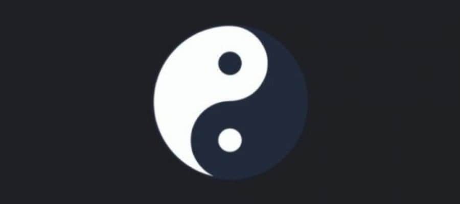 Yin and yang symbol representing two contrasting concepts.