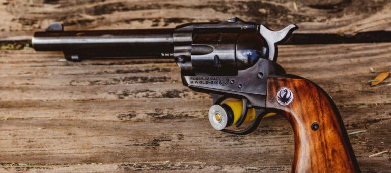 Ruger Single-Six .22 caliber revolver on wood