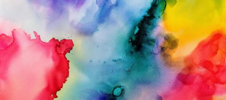 Abstract watercolor painting in vibrant rainbow hues