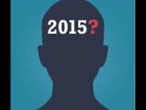 Silhouette of a head with '2015?' inside, reflecting on the year.