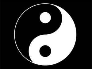 Yin and yang symbol representing Taoism's balance.