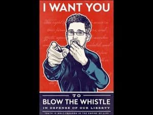 Edward Snowden "I Want You" poster: Blow the whistle in defense of our liberty.