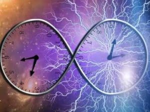 Two clocks in infinity symbol, space-time continuum background
