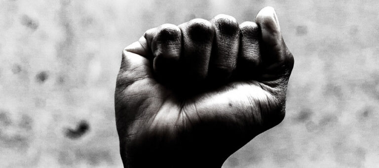 Close-up of a clenched fist.