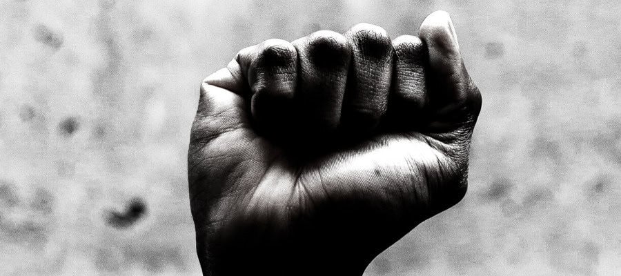 Close-up of a clenched fist.