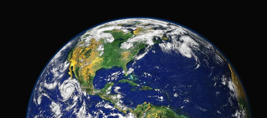 Satellite view of Earth showing North and Central America, highlighting the impact of weather patterns on the planet.