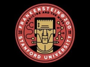 Stanford University 2018 Frankenstein-themed logo featuring a stylized Frankenstein's monster head with medical and scientific imagery.