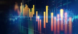 Abstract data visualization showing market trends and financial data.