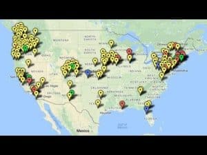 US map highlighting locations of sanctuary cities.