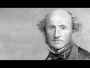 Black and white portrait of John Stuart Mill, philosopher and political economist.