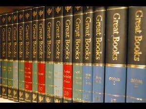 A collection of Great Books, a classic literature series.