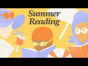 Summer reading: three diverse people relaxing and enjoying books.
