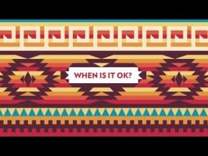 Abstract Southwestern-style textile pattern with the question, "When is it OK?