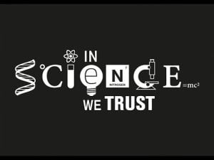 In Science We Trust: graphic with science icons
