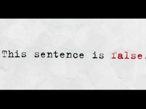Text reads: "This sentence is false.