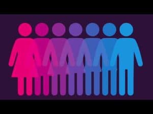 Gradient-colored figures representing diverse genders.