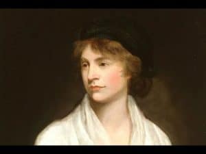 Portrait of Mary Wollstonecraft, a prominent 18th-century writer and early feminist.