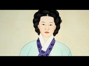 Portrait of Im Yunjidang, a Joseon Dynasty noblewoman, wearing traditional Korean hanbok.