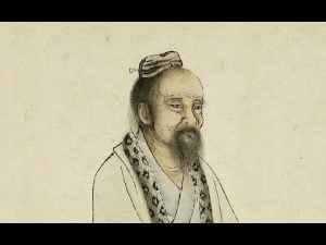 Portrait of Zhuangzi, a prominent figure in Taoism, known for his philosophy of being one with the ten thousand things.