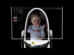 Baby in high chair, A.I. interface visible. Exploring how A.I. can help us understand babies.