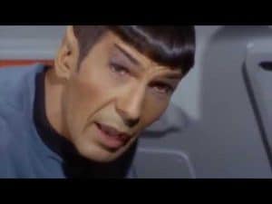 Spock from Star Trek, looking pensive and serious.