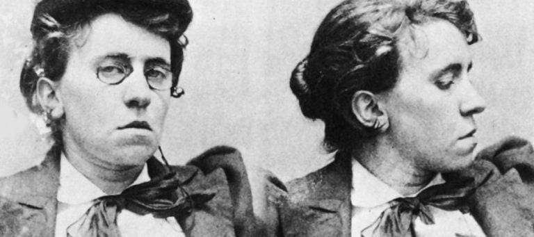 Mugshot of Emma Goldman, a prominent anarchist philosopher.