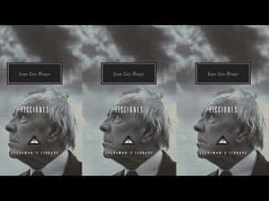 Three portraits of Jorge Luis Borges, author of Ficciones, in Everyman's Library edition.