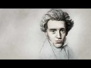 Portrait of Søren Kierkegaard, influential 19th-century philosopher.