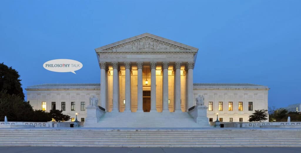 The Supreme Court building at dusk. Judiciary in democracy.