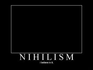 Nihilism concept: black box with "Nihilism" and "I believe in it.