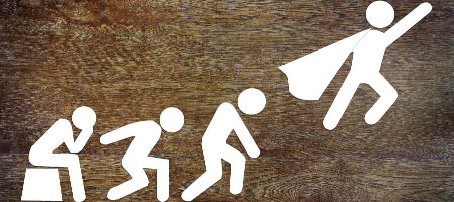 Progression from despair to heroism; a visual metaphor for personal growth and achieving a well-lived life.