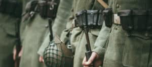 World War I German soldiers with rifles and equipment.