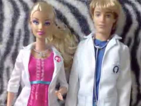 Barbie and Ken dolls dressed as doctors. Science and gender roles.