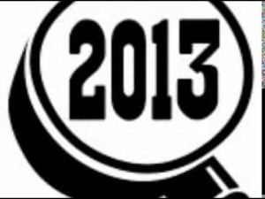 Magnifying glass over the year 2013. Examined Year.