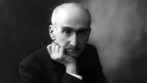 Black and white portrait of Henri Bergson, philosopher known for his work on time.