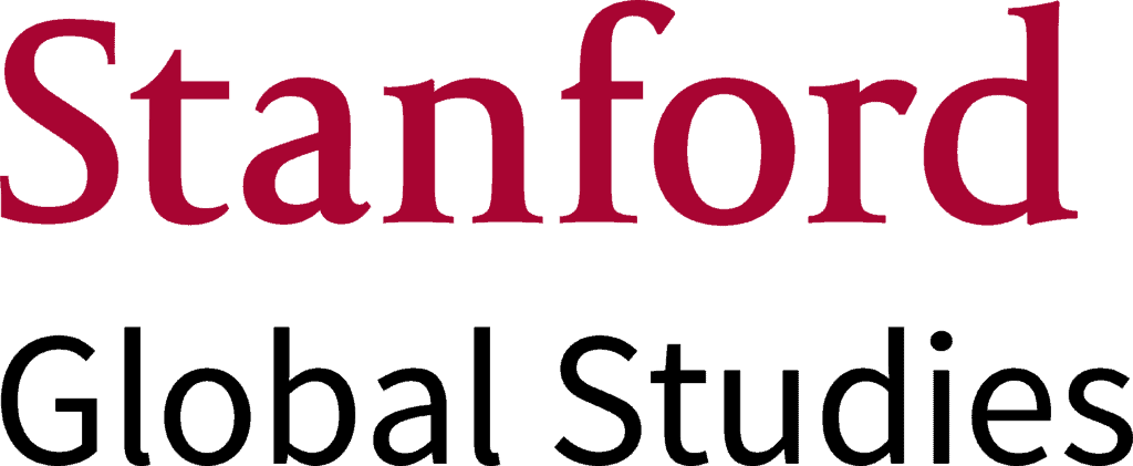 Stanford University logo in cardinal red on a black background.