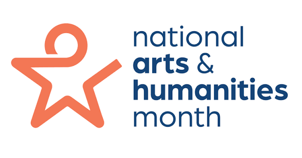 National Arts & Humanities Month logo with stylized star figure
